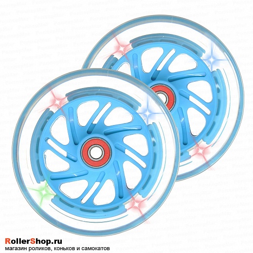 Trolo Набор колес для самоката 120 мм. Светящиеся, голубые. 2шт.