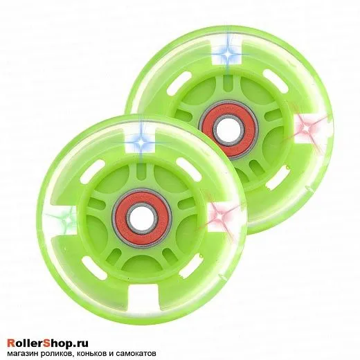 Trolo Набор колес для самоката 80 мм. Светящиеся, салатовые. 2шт.