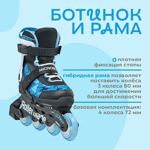 Rollerblade Microblade SL - 25/26 Black/Sky Blue