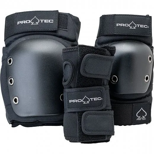Pro-Tec Street Gear Jr 3-Pack - Open Back Black Pro-Tec Street Gear Jr 3-Pack - Open Back Black