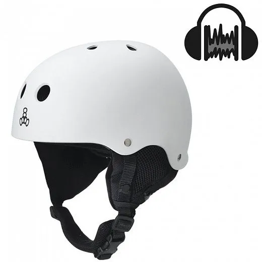 Triple 8 Audio Helmet White Rubber