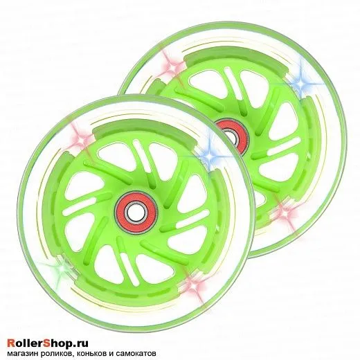 Trolo Набор колес для самоката 120 мм. Светящиеся, салатовые. 2шт. Trolo Набор колес для самоката 120 мм. Светящиеся, салатовые. 2шт.