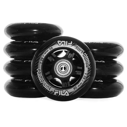 Fila Wheels 80mm/82A + ABEC5 + Alu Spacer 6mm Fila Wheels 80mm/82A + ABEC5 + Alu Spacer 6mm