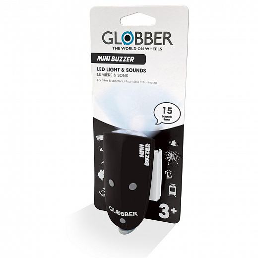 Globber LED Lights and Sounds Mini Buzzer - Black