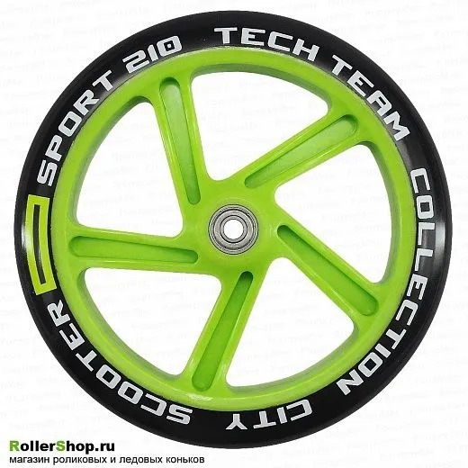 Tech Team Колесо в сборе для самоката 200 мм. green