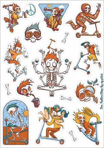 Rollershop Stickers - Skeleton Rollershop Stickers - Skeleton
