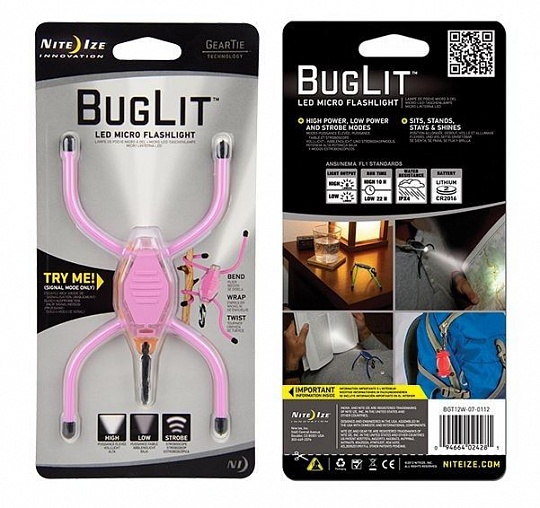 NiteIze BugLit LED Micro Flashlight Pink/Black