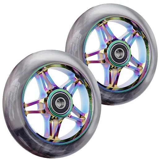 Ride Story 5-pointed star wheel (2pcs) 110mm + Abec 9, Grey/Rainbow