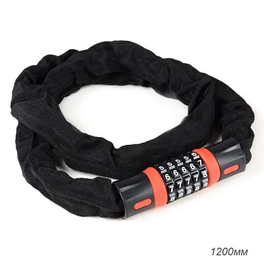  R-LOCK CHAIN, 5 разрядов, 6x1200мм, стальная цепь, черный