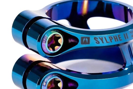 Ethic Double Sylphe Clamp V2 34.9 - Chrome Blue Ethic Double Sylphe Clamp V2 34.9 - Chrome Blue